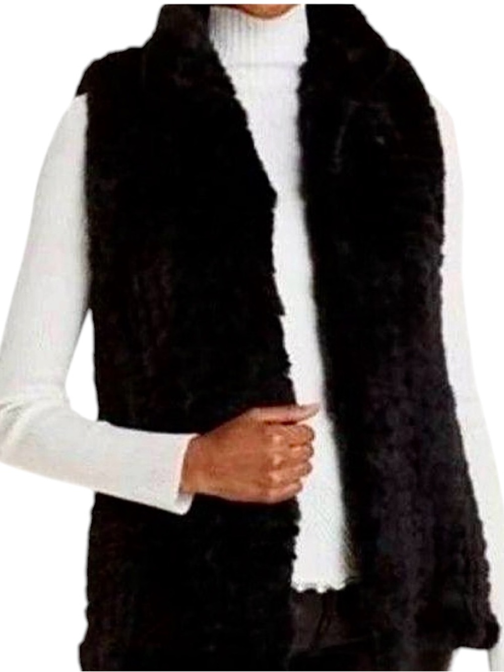 Aqua black faux fur vest